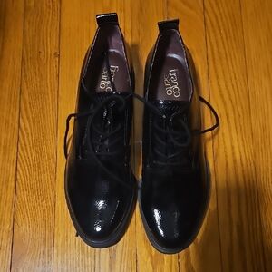 Franco Sarto Black Flats with Textured Leather